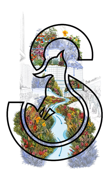 Stelfox monogram filled with a garden illustration